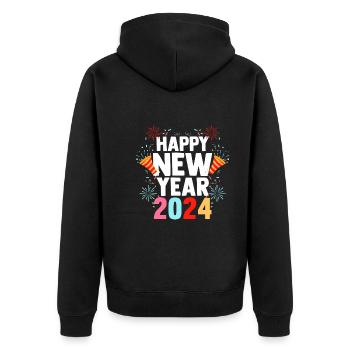 Happy New Year New Year's Eve 2024 - Unisex Premium Organic Zip Hoodie - black - Back - Nico (187cm)