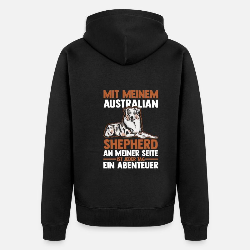 Australian Shepherd Hund Aussie - Unisex Premium Bio Zip Hoodie - Schwarz