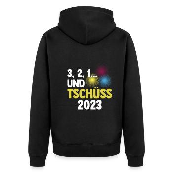 Neujahr Feuerwerk Silvester - Unisex Premium Bio Zip Hoodie - Schwarz - Hinten - Nico (187cm)