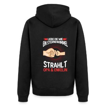 Opa Großvater Familie Enkelin Geschenk - Unisex Premium Bio Zip Hoodie - Schwarz - Hinten - Nico (187cm)