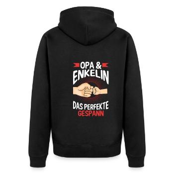 Opa Großvater Familie Enkelin Geschenk - Unisex Premium Bio Zip Hoodie - Schwarz - Hinten - Nico (187cm)