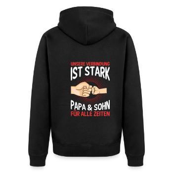 Papa Sohn Vater Familie Geschenk - Unisex Premium Bio Zip Hoodie - Schwarz - Hinten - Nico (187cm)
