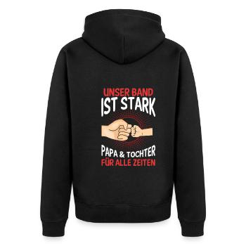 Papa Tochter Vater Familie Geschenk - Unisex Premium Bio Zip Hoodie - Schwarz - Hinten - Nico (187cm)