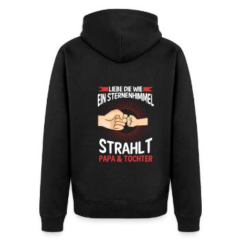 Papa Tochter Vater Familie Geschenk - Unisex Premium Bio Zip Hoodie - Schwarz - Hinten - Nico (187cm)