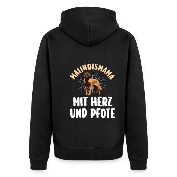 Belgian Shepherd Mom Mother Malinois - Unisex Premium Organic Zip Hoodie - black - Back - Nico (187cm)
