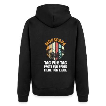 Dog Daddy Mop Papa Master Dog Pug - Unisex Premium Organic Zip Hoodie - black - Back - Nico (187cm)