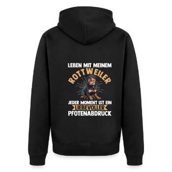 Hund Rottweiler - Unisex Premium Bio Zip Hoodie - Schwarz - Hinten - Nico (187cm)