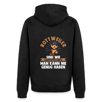 Hund Rottweiler - Unisex Premium Bio Zip Hoodie - Schwarz - Hinten - Nico (187cm)