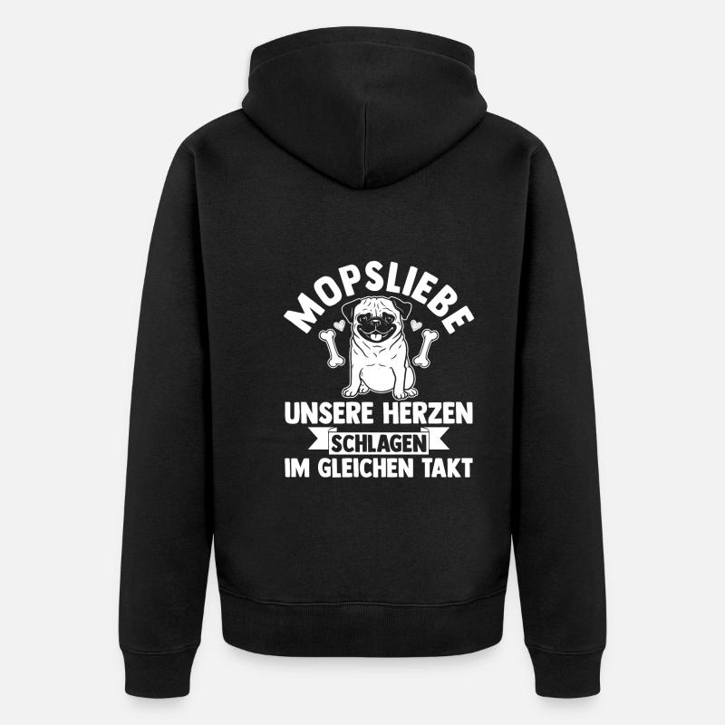 Hund Mops - Unisex Premium Bio Zip Hoodie - Schwarz