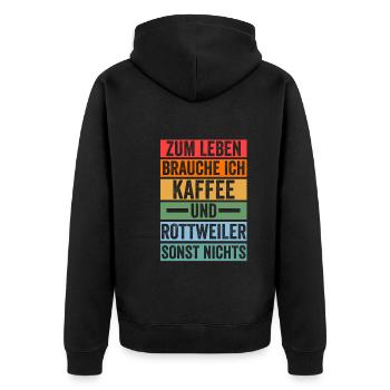 Kaffee Hund Rottweiler - Unisex Premium Bio Zip Hoodie - Schwarz - Hinten - Nico (187cm)