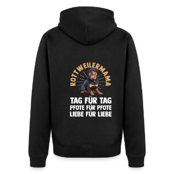 Dog Mom Rottweiler Mom Mistress Dog Rottweiler - Unisex Premium Organic Zip Hoodie - black - Back - Nico (187cm)