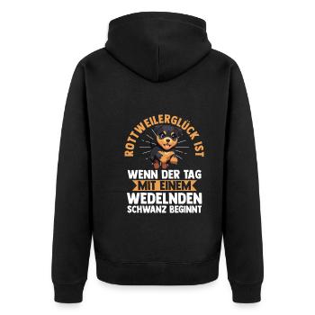 Hund Rottweiler - Unisex Premium Bio Zip Hoodie - Schwarz - Hinten - Nico (187cm)