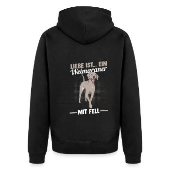 Hund Weimaraner - Unisex Premium Bio Zip Hoodie - Schwarz - Hinten - Nico (187cm)