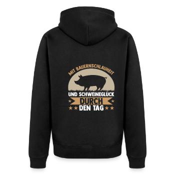 Schwein Schweinebauer Bauernhof Schweine - Unisex Premium Bio Zip Hoodie - Schwarz - Hinten - Nico (187cm)