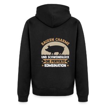 Schwein Schweinebauer Bauernhof Schweine - Unisex Premium Bio Zip Hoodie - Schwarz - Hinten - Nico (187cm)