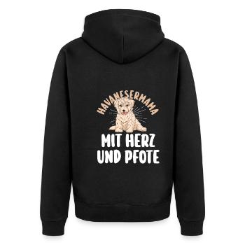 Hund Havaneser - Unisex Premium Bio Zip Hoodie - Schwarz - Hinten - Nico (187cm)
