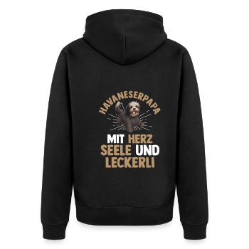 Hund Hundepapa Vater Havaneserpapa Havaneser - Unisex Premium Bio Zip Hoodie - Schwarz - Hinten - Nico (187cm)