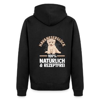 Hund Havaneser - Unisex Premium Bio Zip Hoodie - Schwarz - Hinten - Nico (187cm)
