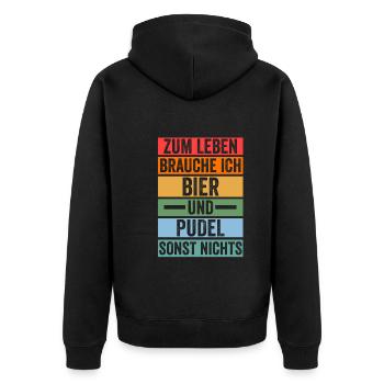 Hund Bier Pudel - Unisex Premium Bio Zip Hoodie - Schwarz - Hinten - Nico (187cm)