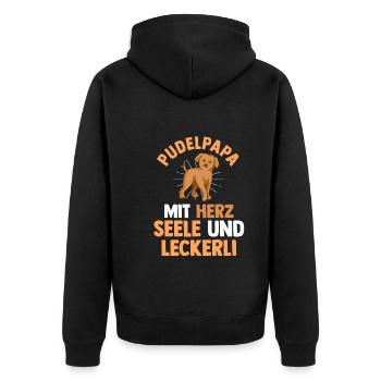 Hund Hundepapa Vater Pudelpapa Pudel - Unisex Premium Bio Zip Hoodie - Schwarz - Hinten - Nico (187cm)