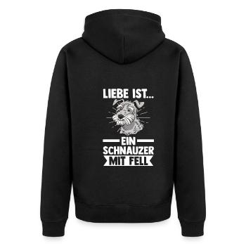 Hund Schnauzer Riesenschnauzer - Unisex Premium Bio Zip Hoodie - Schwarz - Hinten - Nico (187cm)