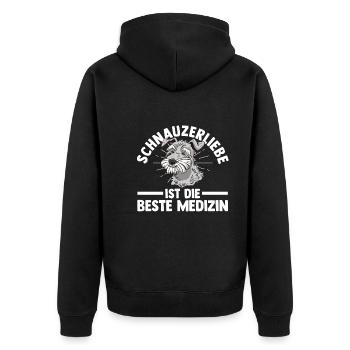 Hund Schnauzer Riesenschnauzer - Unisex Premium Bio Zip Hoodie - Schwarz - Hinten - Nico (187cm)