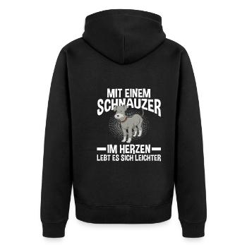 Riesenschnauzer Hund Schnauzer - Unisex Premium Bio Zip Hoodie - Schwarz - Hinten - Nico (187cm)