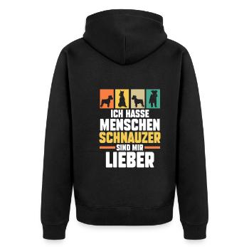 Riesenschnauzer Hund Schnauzer - Unisex Premium Bio Zip Hoodie - Schwarz - Hinten - Nico (187cm)