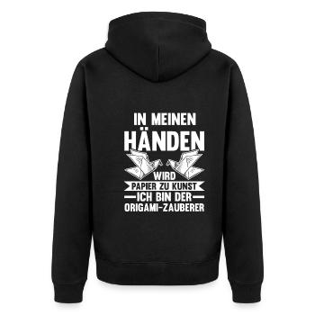 Japanese Folding Art Origami - Unisex Premium Organic Zip Hoodie - black - Back - Nico (187cm)