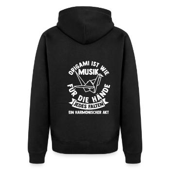 Japanische Faltkunst Origami - Unisex Premium Bio Zip Hoodie - Schwarz - Hinten - Nico (187cm)