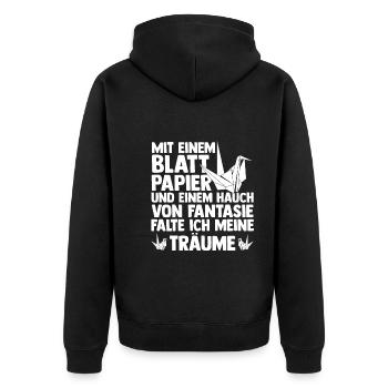 Japanische Faltkunst Origami - Unisex Premium Bio Zip Hoodie - Schwarz - Hinten - Nico (187cm)