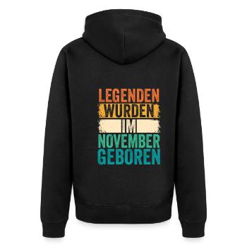 Les légendes sont nées en novembre - Veste à capuche bio Premium Unisexe - noir - Dos - Nico (187cm)