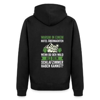 Camper Wohnwagen Wohnmobil Campen Camping - Unisex Premium Bio Zip Hoodie - Schwarz - Hinten - Nico (187cm)