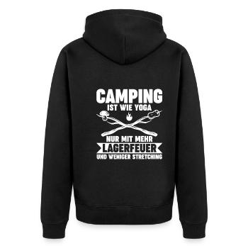 Camper Wohnwagen Wohnmobil Campen Camping - Unisex Premium Bio Zip Hoodie - Schwarz - Hinten - Nico (187cm)