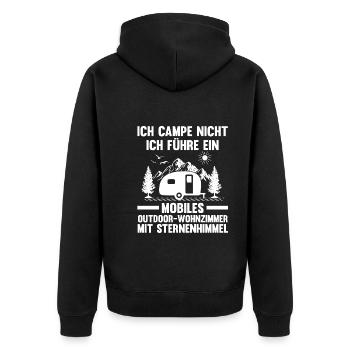 Camper Wohnwagen Wohnmobil Campen Camping - Unisex Premium Bio Zip Hoodie - Schwarz - Hinten - Nico (187cm)