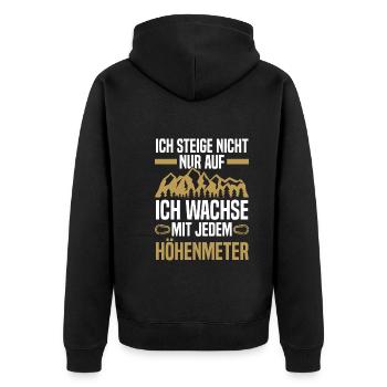 Bergsteiger Wandern Wanderer Klettern Bergsteigen - Unisex Premium Bio Zip Hoodie - Schwarz - Hinten - Nico (187cm)