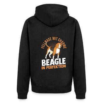 Hund Beagle - Unisex Premium Bio Zip Hoodie - Schwarz - Hinten - Nico (187cm)