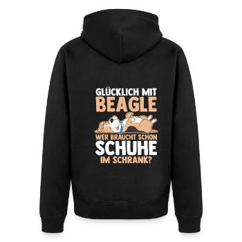 Dog Beagle - Unisex Premium Organic Zip Hoodie - black - Back - Nico (187cm)