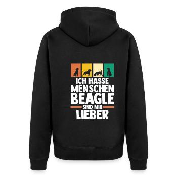 Dog Beagle - Unisex Premium Organic Zip Hoodie - black - Back - Nico (187cm)