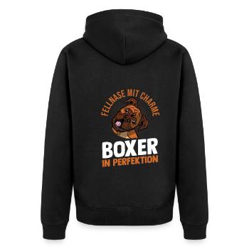 Dog German Boxer - Unisex Premium Organic Zip Hoodie - black - Back - Nico (187cm)