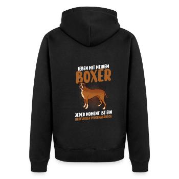 Dog German Boxer - Unisex Premium Organic Zip Hoodie - black - Back - Nico (187cm)