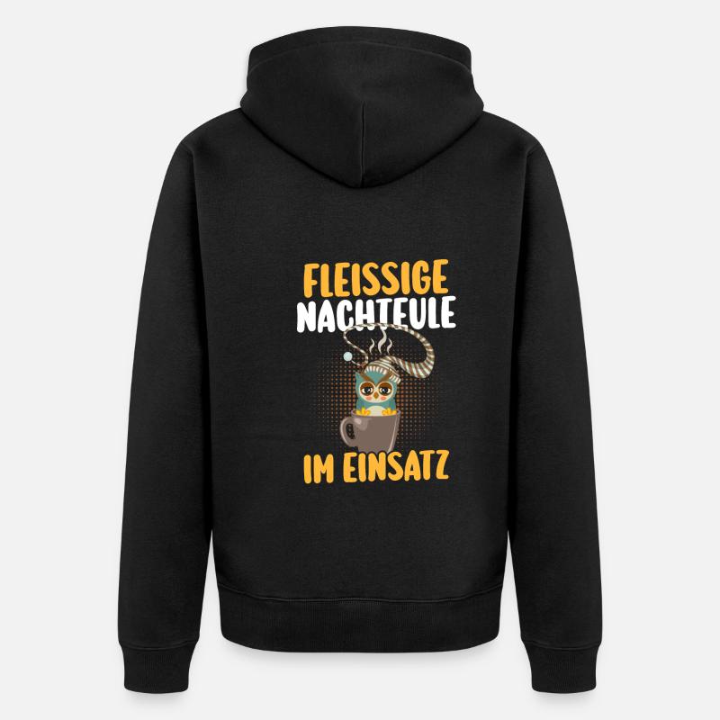 Kaffee Fleißige Nachteule Nachtschicht - Unisex Premium Bio Zip Hoodie - Schwarz