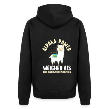 Alpaca - Unisex Premium Organic Zip Hoodie - black - Back - Nico (187cm)