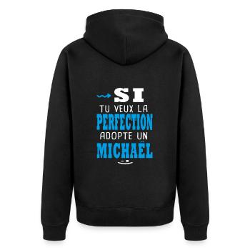 Michaël Si tu veux la perfection adopte Michael - Veste à capuche bio Premium Unisexe - noir - Dos - Nico (187cm)