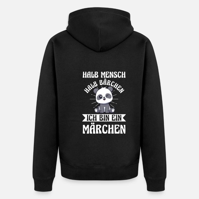 Half Human, Half Bear - Unisex Premium Organic Zip Hoodie - black