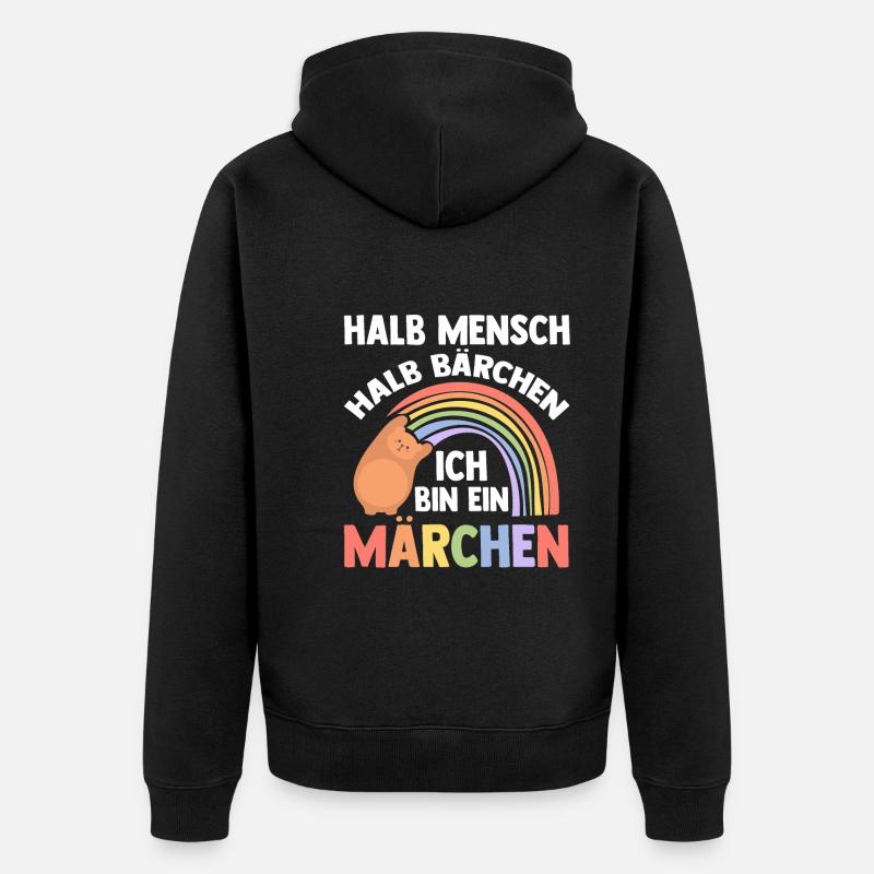 Half Human, Half Bear - Unisex Premium Organic Zip Hoodie - black