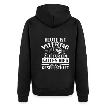 Papa Bier Vater Vatertag - Unisex Premium Bio Zip Hoodie - Schwarz - Hinten - Nico (187cm)