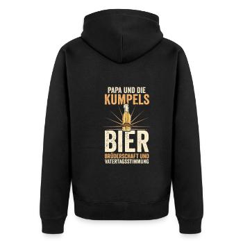 Papa Bier Vater Vatertag - Unisex Premium Bio Zip Hoodie - Schwarz - Hinten - Nico (187cm)