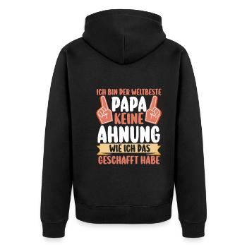 Vater Vatertag Papa - Unisex Premium Bio Zip Hoodie - Schwarz - Hinten - Nico (187cm)