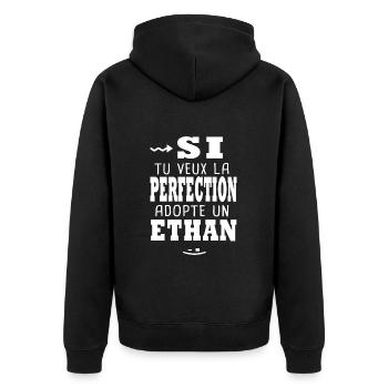 Ethan Si tu veux la perfection Cadeau ethan - Veste à capuche bio Premium Unisexe - noir - Dos - Nico (187cm)